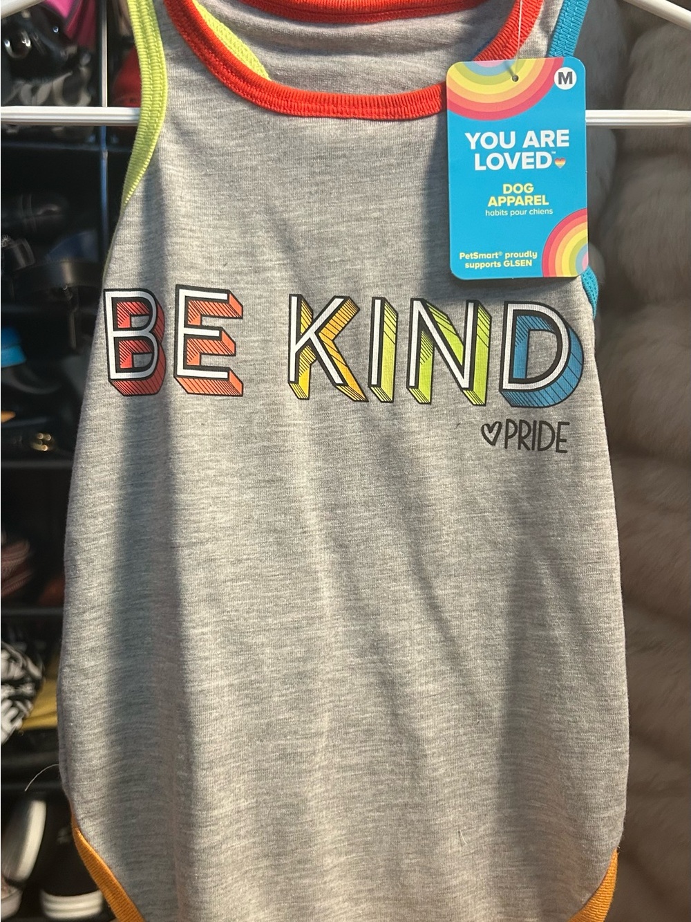 NWT SET OF 2: Dog Pride Rainbow Stripe & You Are Loved Tank Top Shirt Size M - Picture 4 of 6